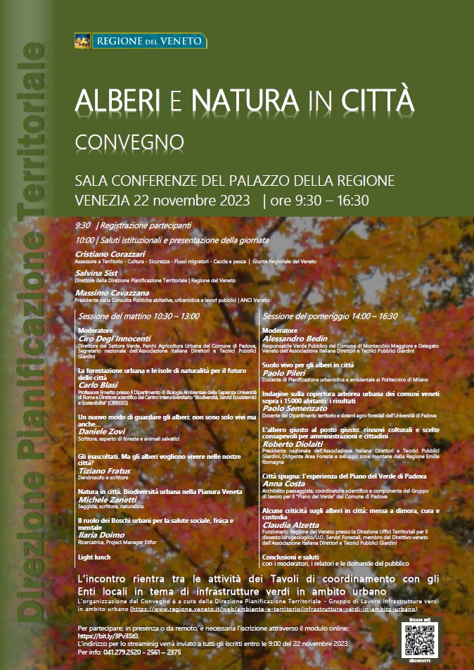 Locandina Convegno 22 novembre 2023 Alberi e Natura in Città