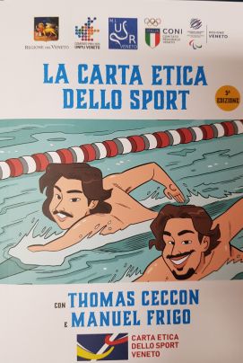 immagine di un fumetto con nuotatori tra le corsi della piscina