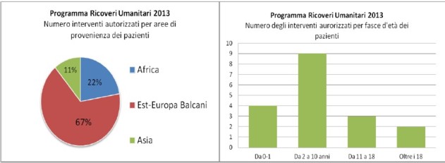 Grafico a torta e a barre del Programma Ricoveri 2013
